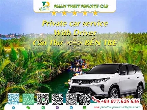 Private Car From Can Tho <=> Ben Tre (private car with driver)